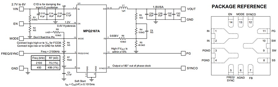 Schematic - Monolithic Power Systems (MPS) EV2167A-Q-00A Buck Converter Evaluation Board